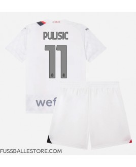 Günstige AC Milan Christian Pulisic #11 Auswärts Trikotsatzt Kinder 2023-24 Kurzarm (+ Kurze Hosen)